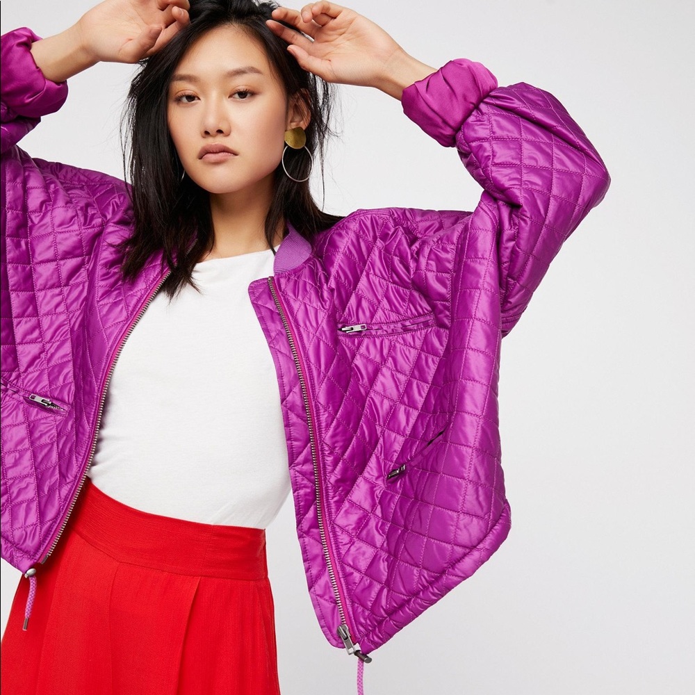 Free People Quilted Bomber Jacket